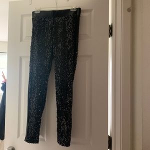 Sequin black dance pants, size small adult
